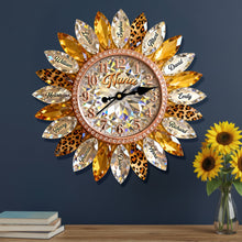 Load image into Gallery viewer, Cherish Every Moment - Sunflower Family Acrylic Hanging Wall Clock - Personalized Gift for Grandma, Moms, Dads, and Family Members Hanging Wall Clock PopCulturePrints
