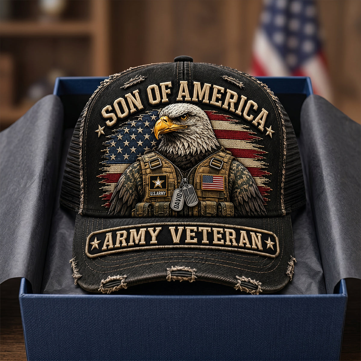 Son Of America Classic Cap - Personalized Gifts for Veterans Caps PopCulturePrints