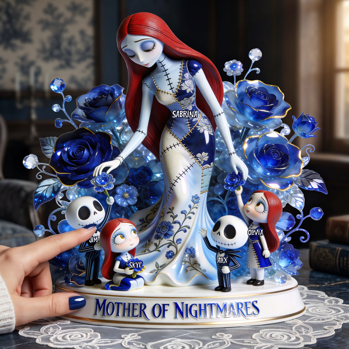 “Celebrate the Spooky Glamour of Motherhood” - Spooky Mom Toile De Jouy Acrylic Plaque - Personalized Gifts for Mothers Shaped Plaques PopCulturePrints
