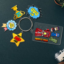 Load image into Gallery viewer, Super Dad Personalized Keychain Gift for Father&#39;s Day Keychains PopCulturePrints
