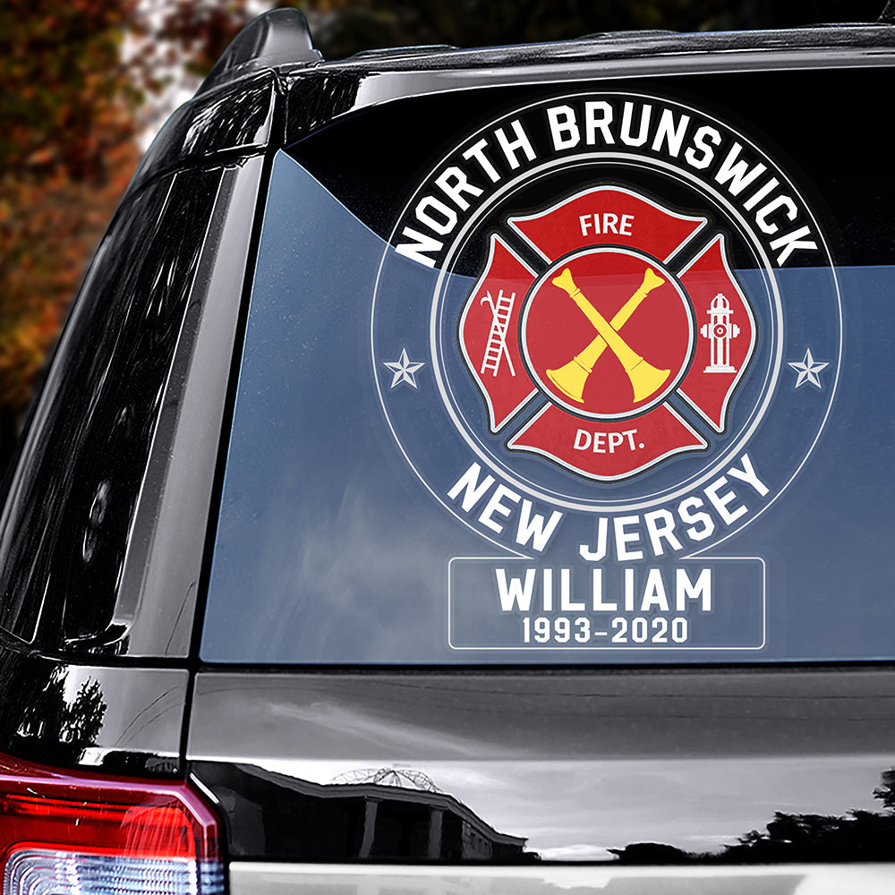 Personalized Firefighter Memorial Car Decal - North Brunswick, NJ