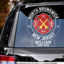 Load image into Gallery viewer, Personalized Firefighter Memorial Car Decal - North Brunswick, NJ
