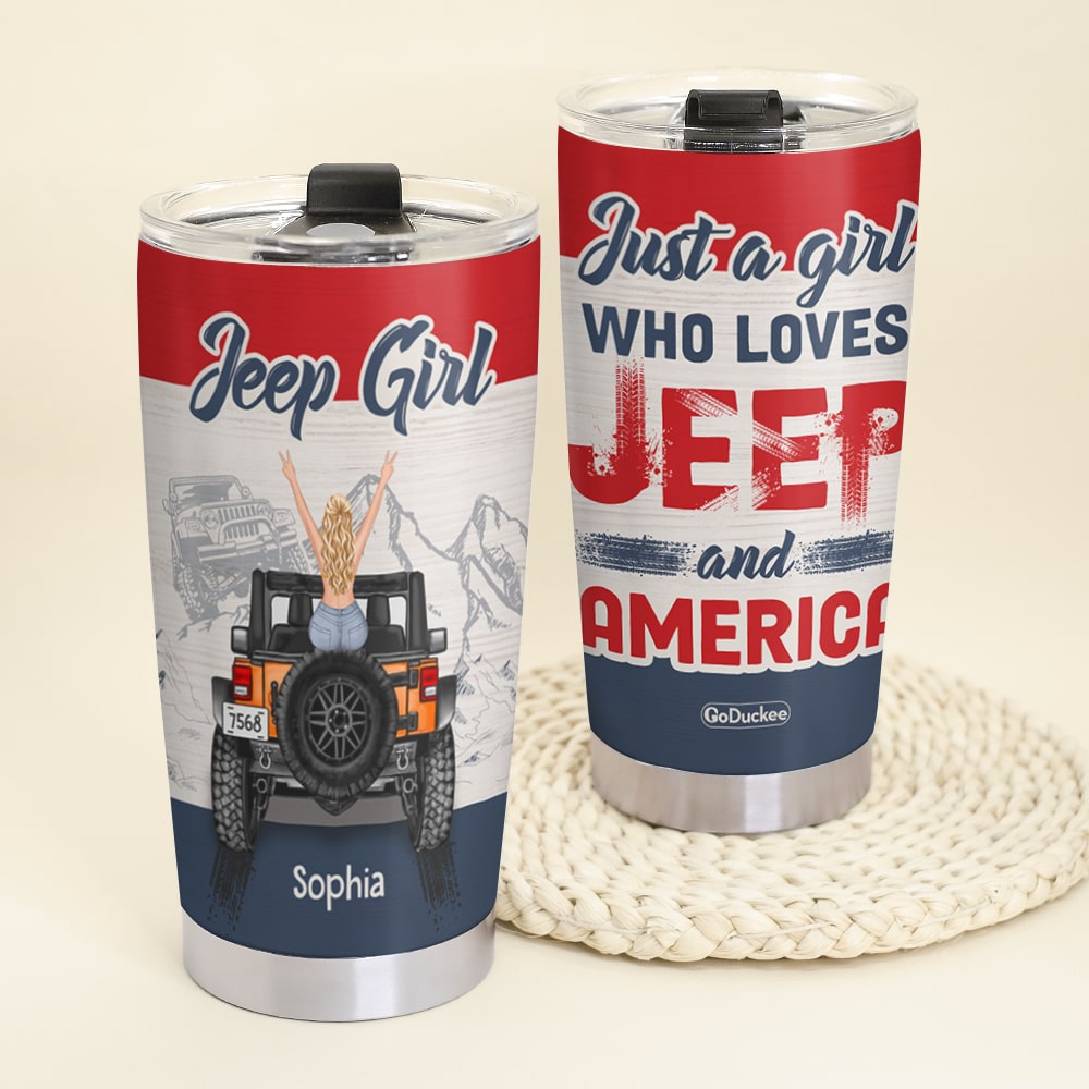 Personalized Jeep Girls Tumbler - Custom Name Travel Mug