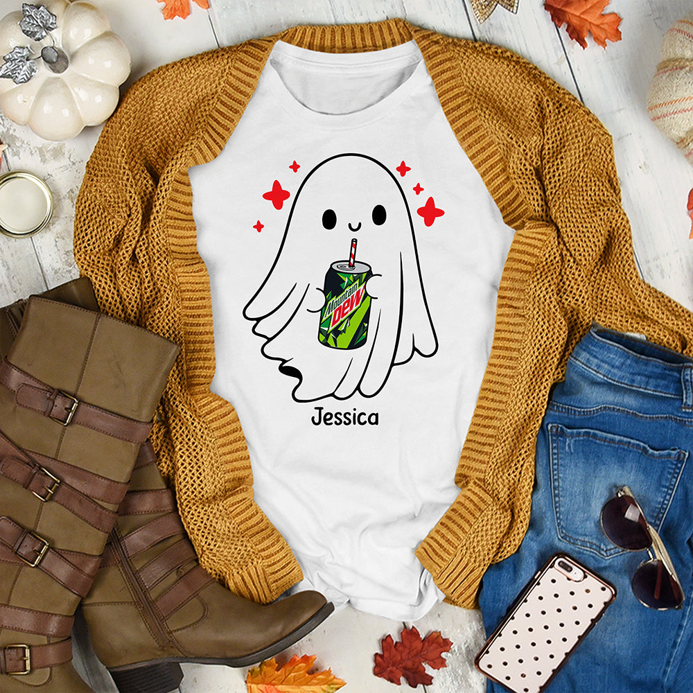 Boo-tiful Ghost & Sip Halloween Shirt - Personalized Gift for Ghost Lovers Shirts PopCulturePrints