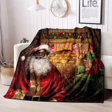 Load image into Gallery viewer, Bring Joy This Christmas - Cozy Santa By The Fireplace - Personalized Christmas Blanket Blanket PopCulturePrints
