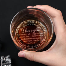 Load image into Gallery viewer, Personalized Engraved Whiskey Glass for Couples - Love Message Whiskey Glass PopCulturePrints
