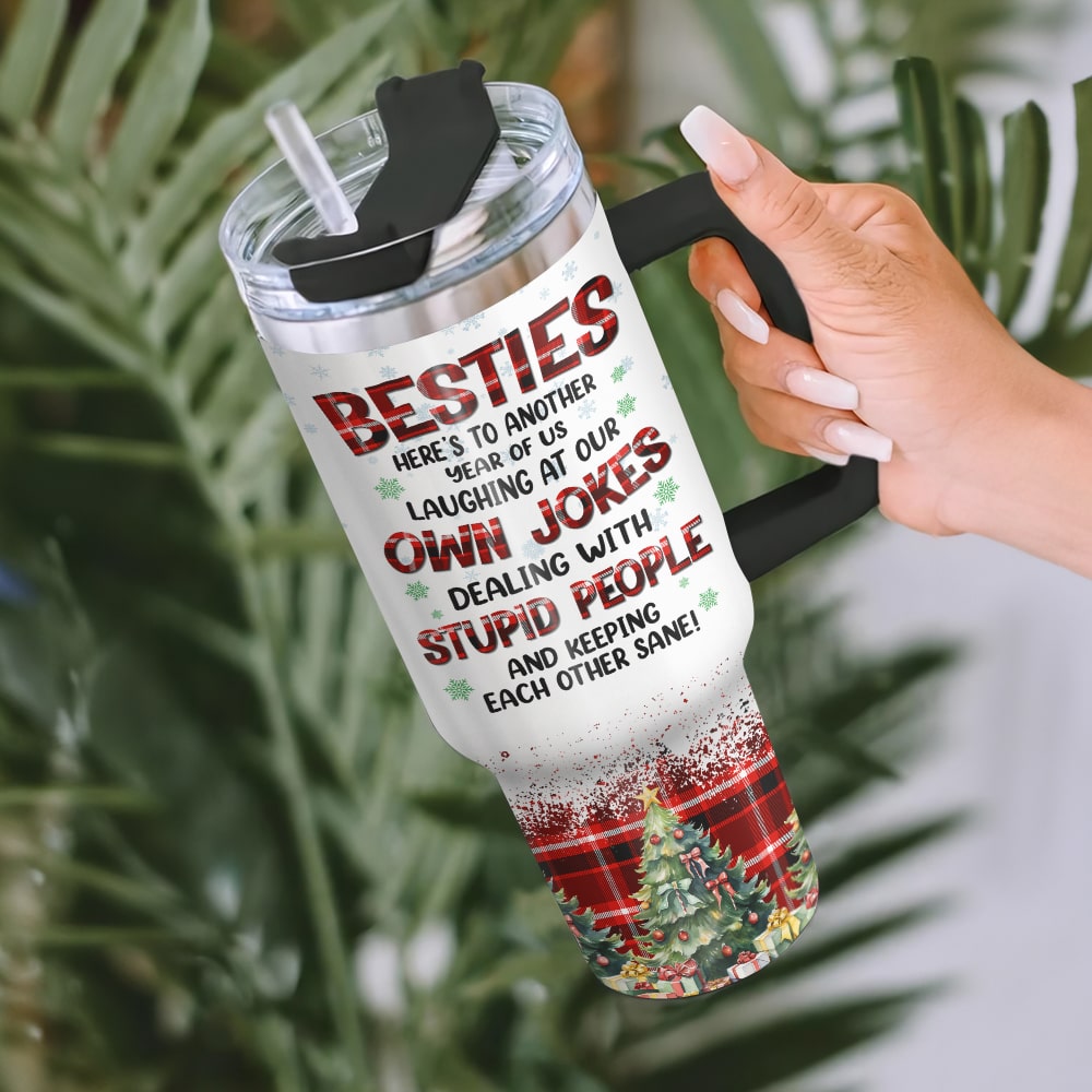 Personalized Best Friends Tumbler with Handle - Christmas Gift Tumbler Cup PopCulturePrints