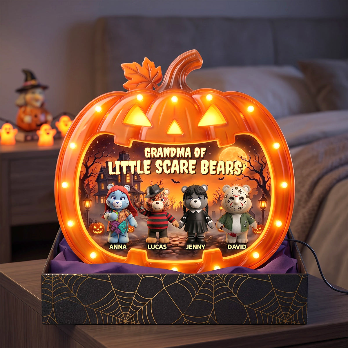 Illuminate Your Halloween: Haunted Crew Light Box - Personalized Gift for Grandma