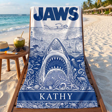Load image into Gallery viewer, Ancient Shark Toile De Jouy Beach Towel, Personalized Gifts 03qhti180726 Beach Towel PopCulturePrints
