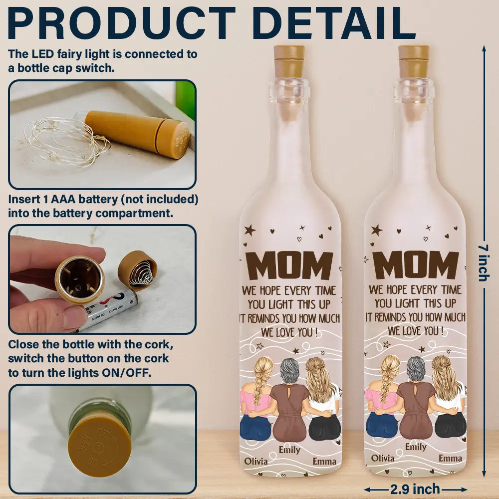 We Hope Every Time You Light This Up - Personalized Bottle Light for Mom and Grandma Bottle Light PopCulturePrints