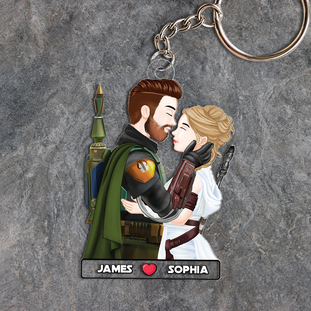 Custom Couple Keychain - Personalized Romantic Gift Keychains PopCulturePrints