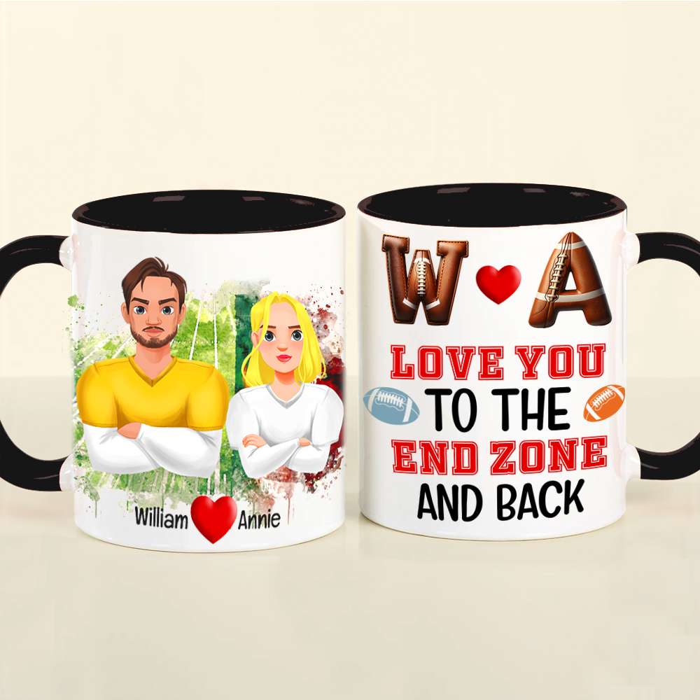 Personalized Football Couple Mug - Custom Love Gift for Valentine's Day Gifts Coffee Mug PopCulturePrints