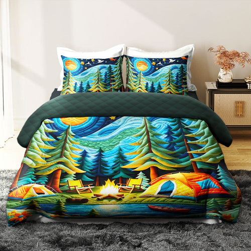 Camping Lover Quilt Bed Set - Perfect Gift for Nature Enthusiasts Blanket PopCulturePrints