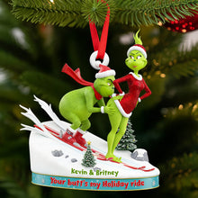 Load image into Gallery viewer, Your Butt&#39;s My Holiday Ride - Personalized Skiing Couple Christmas Ornament

