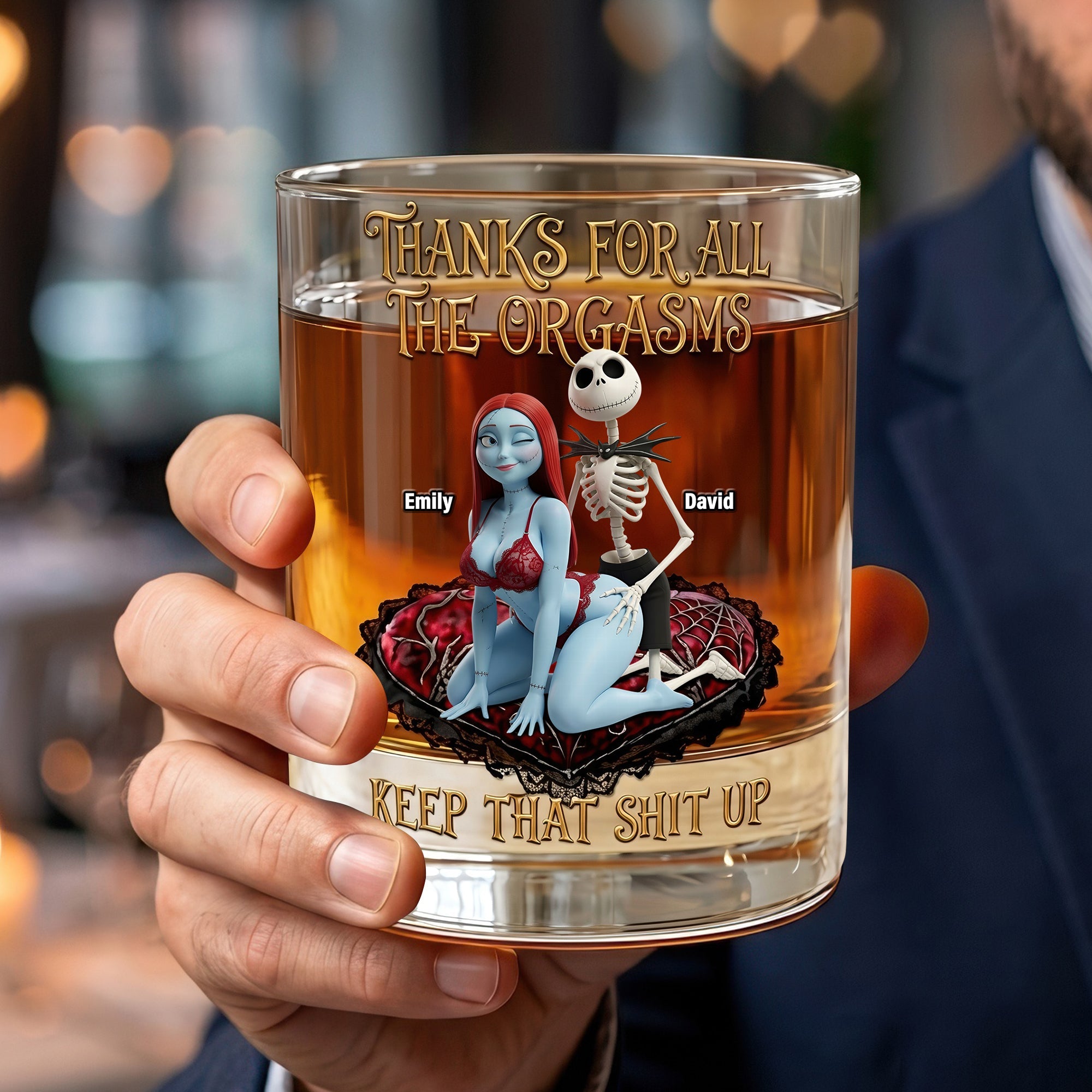 Thanks For All The Orgasms - Cheeky Soulmates Whiskey Glass | Personalized Gift for Couples