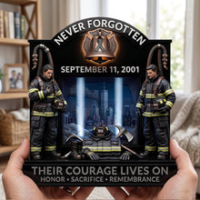 Load image into Gallery viewer, “Their Courage Lives On” - Memorial Acrylic Plaque - Personalized Gifts for Firefighters Shaped Plaques PopCulturePrints
