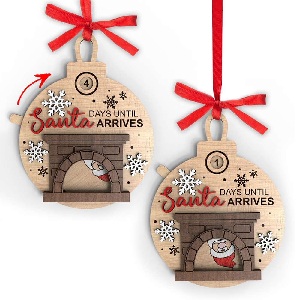 Personalized Funny Fireplace Santa Christmas Countdown Ornament