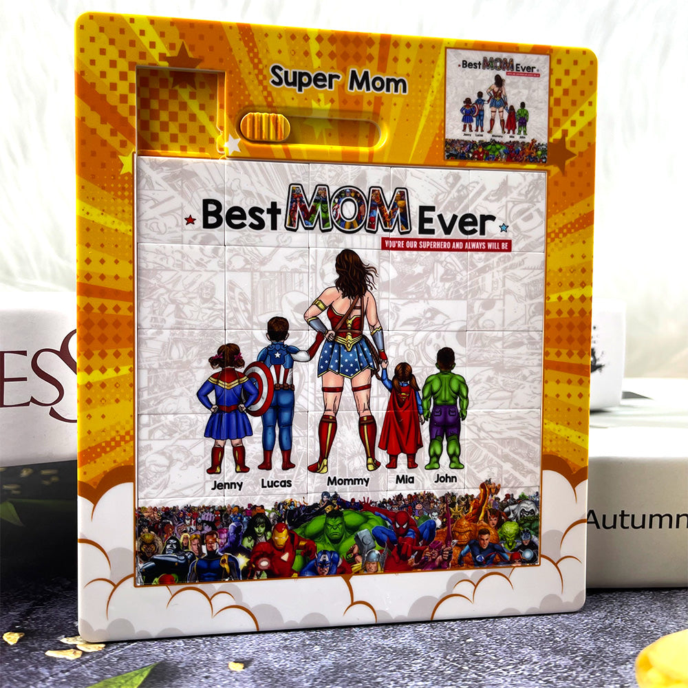 "You're Our Superhero - Best Mom Ever" - Personalized Sliding Puzzle - Gift for Mom, Grandma, and More Sliding Puzzle PopCulturePrints