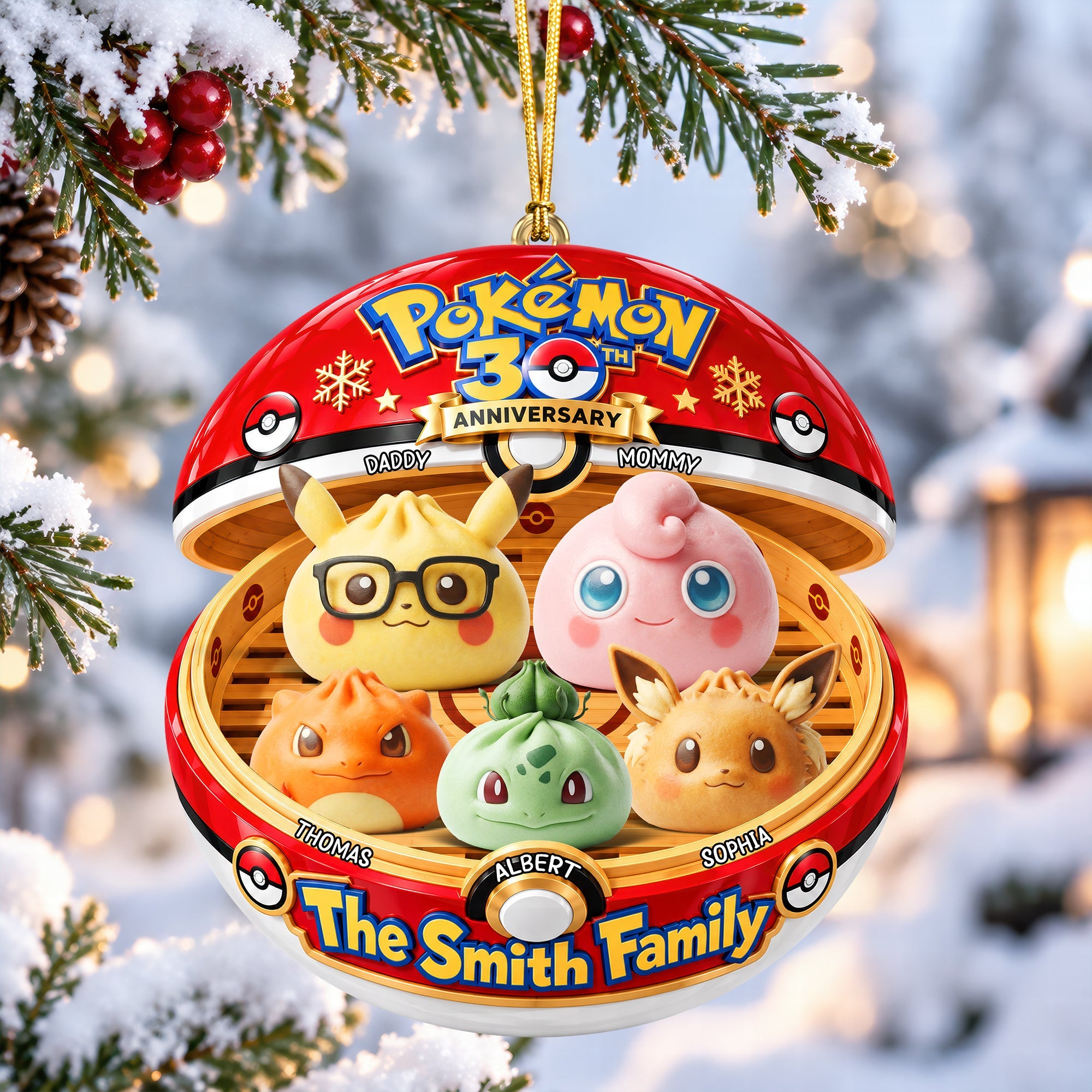 Celebrate Your Family with Cute Dumpling Family Christmas Ornament - Personalized Gift