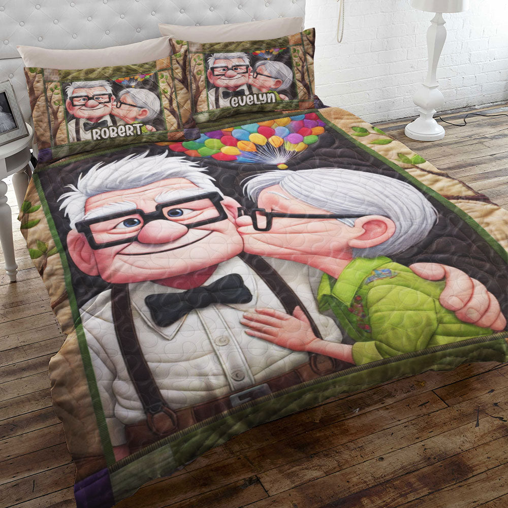 Personalized Cartoon Couple Quilt Bedding Set - Unique Gift for Loved Ones Blanket PopCulturePrints