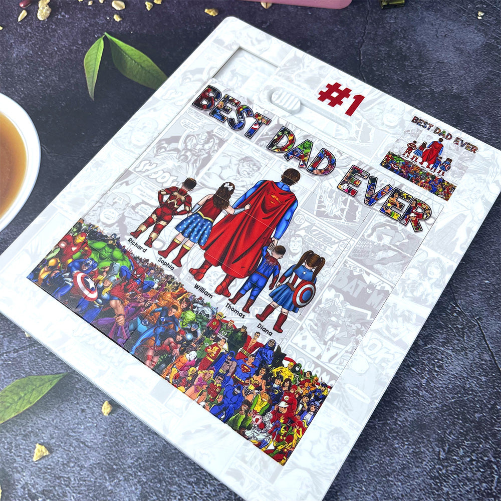 Best Dad Ever - Personalized Super Dad Sliding Puzzle Sliding Puzzle PopCulturePrints