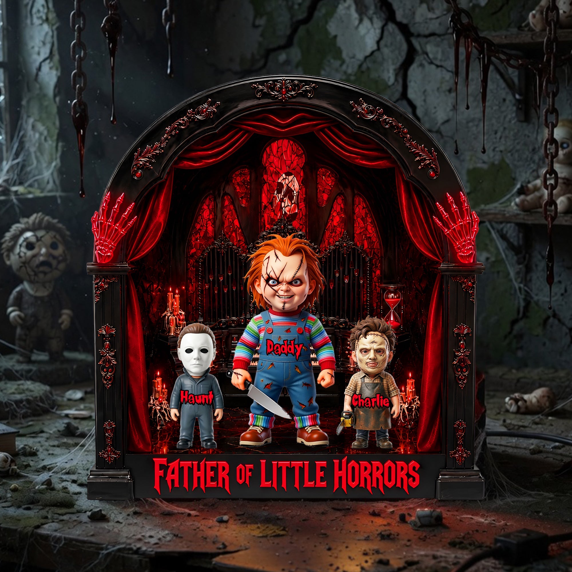“Father of Little Horrors” - Personalized Horror Themed Acrylic Light Box for Horror Fans - Perfect Gift for Dad and Kids Light Box PopCulturePrints