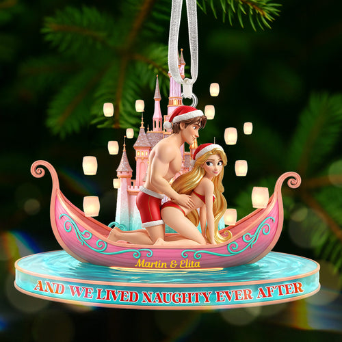 Personalized Christmas Ornament for Couples - ‘And We Lived Naughty Ever After’ Ornament PopCulturePrints