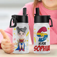 Load image into Gallery viewer, Personalized Superhero Kid&#39;s Tumbler - Custom Name Design Tumbler Cup PopCulturePrints
