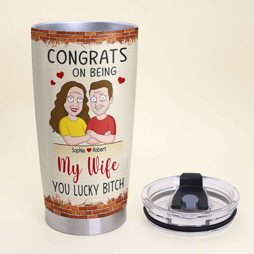 Personalized Funny Wife Tumbler - Custom Valentine’s Day Gifts for Couples Tumbler Cup PopCulturePrints