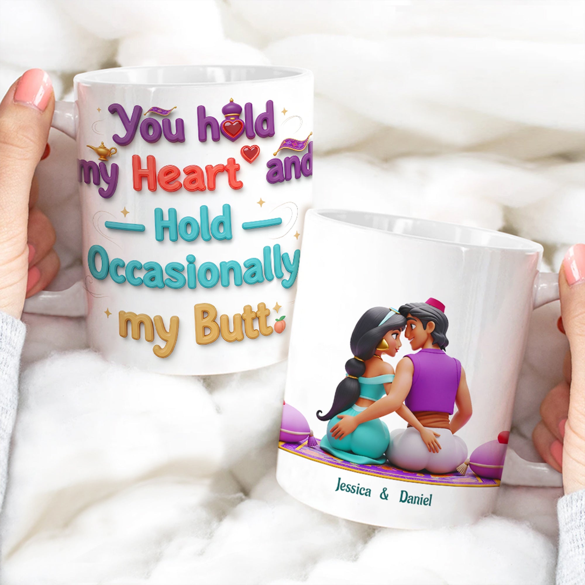 You Hold My Heart and Hold Occasionally My Butt - Personalized Moonlight Couple Coffee Mug Coffee Mug PopCulturePrints