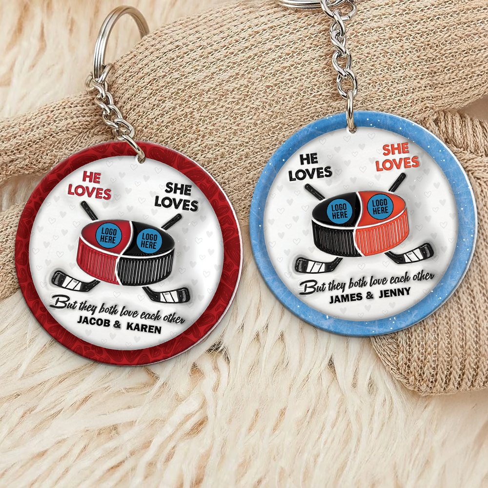 Custom Ice Hockey Keychain for Couples - Perfect Personalized Valentine's Day Gifts Keychains PopCulturePrints