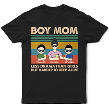 Load image into Gallery viewer, Boy Mom - Less Drama Than Girls | Personalized T-Shirt for Moms &amp; Grandmas T-shirt PopCulturePrints

