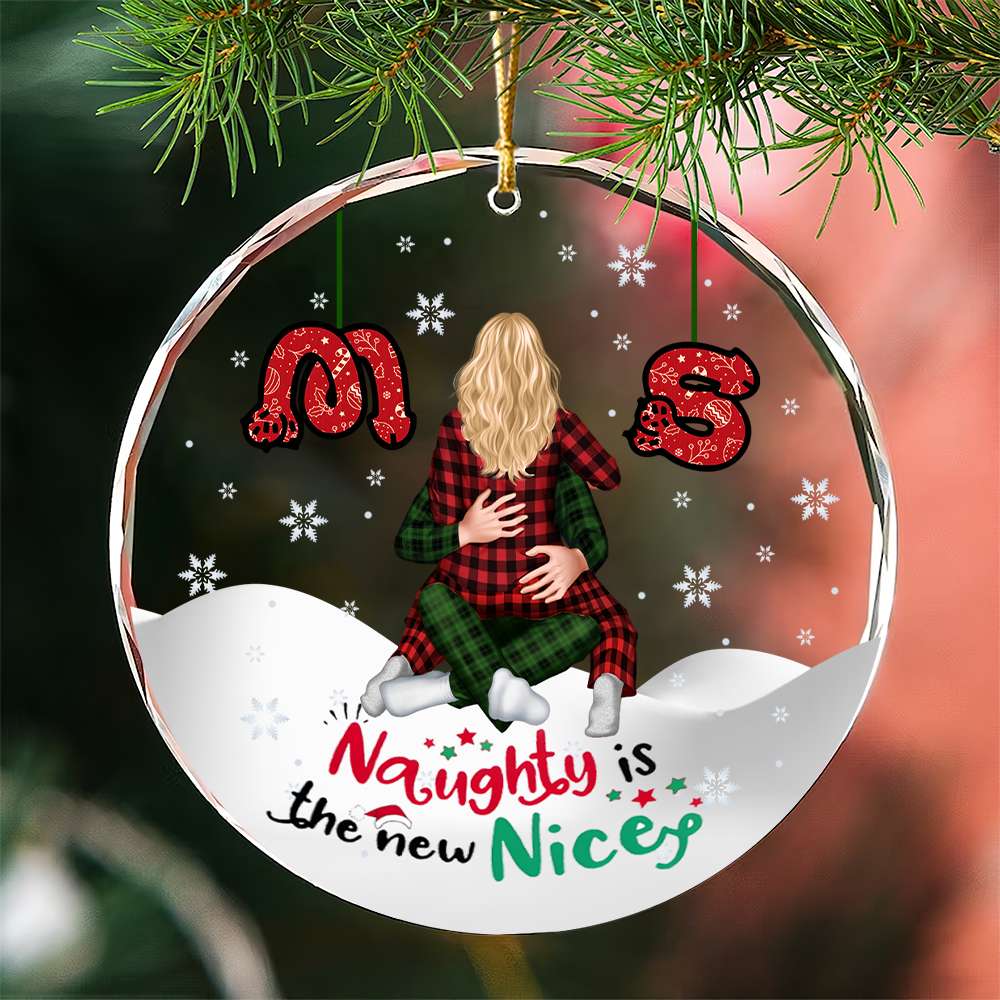 Personalized Christmas Couple Ornament - Naughty is the New Nice | Valentine's Day Gifts Ornament PopCulturePrints