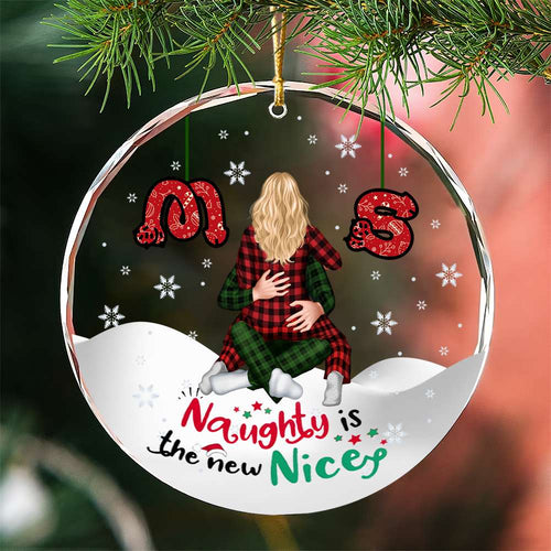 Personalized Christmas Couple Ornament - Naughty is the New Nice | Valentine's Day Gifts Ornament PopCulturePrints