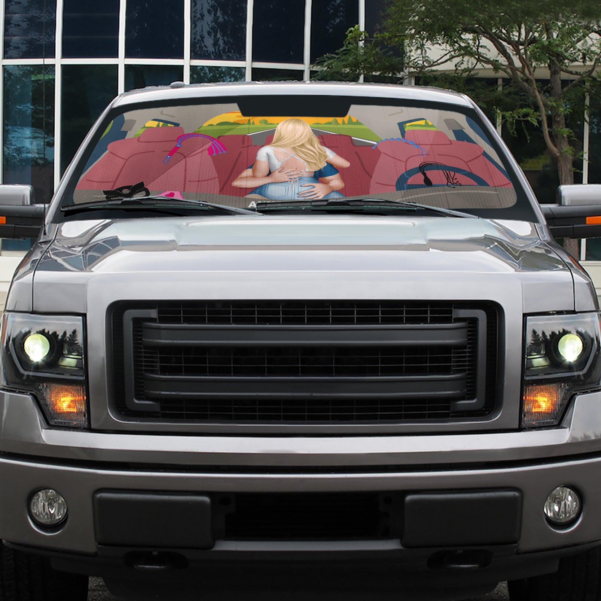 Personalized Couple Windshield Sunshade - Custom Love Design Doormat PopCulturePrints
