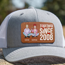 Load image into Gallery viewer, Personalized Leather Patch Hat for Couples - Together Since 2008 Caps PopCulturePrints
