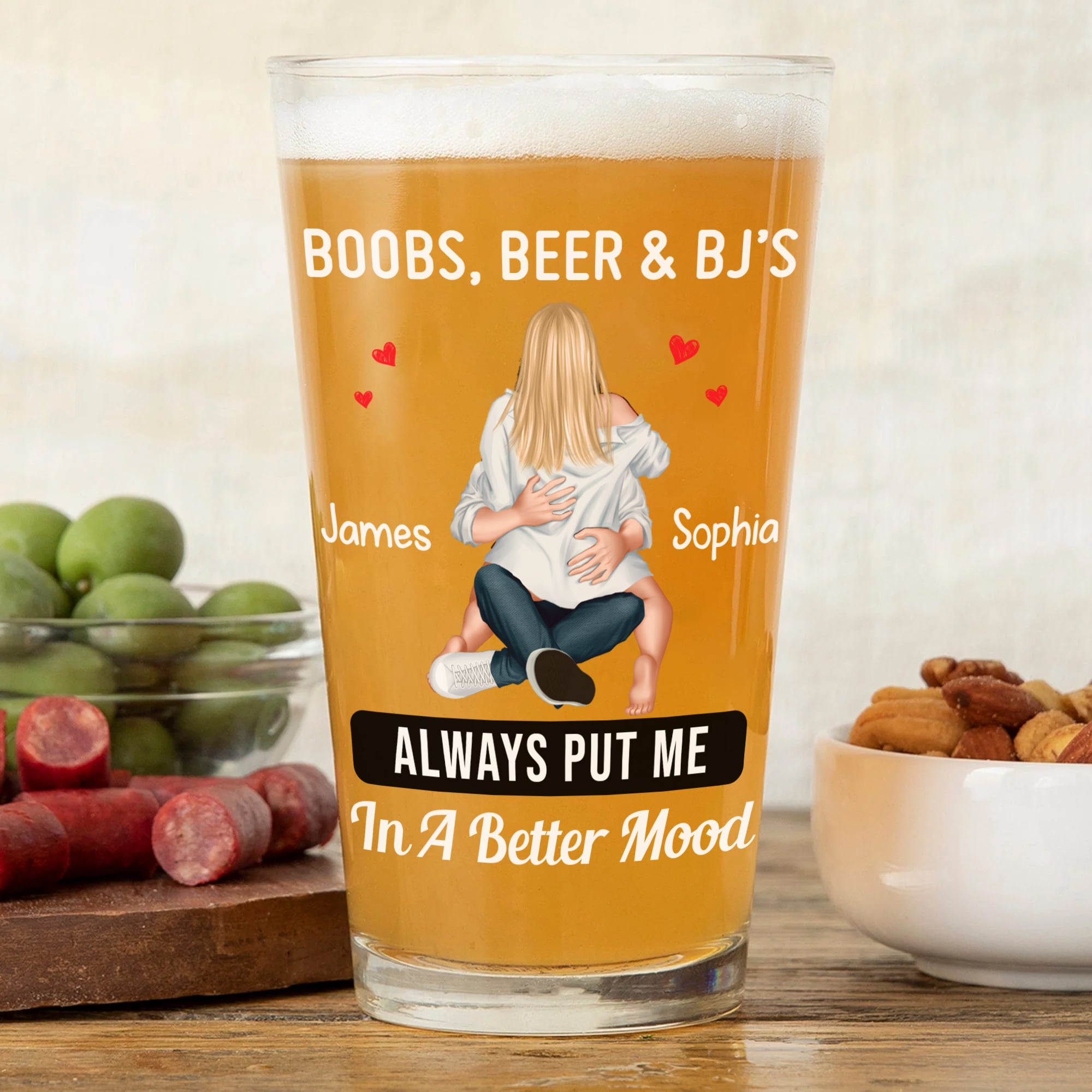 Personalized Naughty Couple Beer Glass - Funny Gift for Beer Lovers