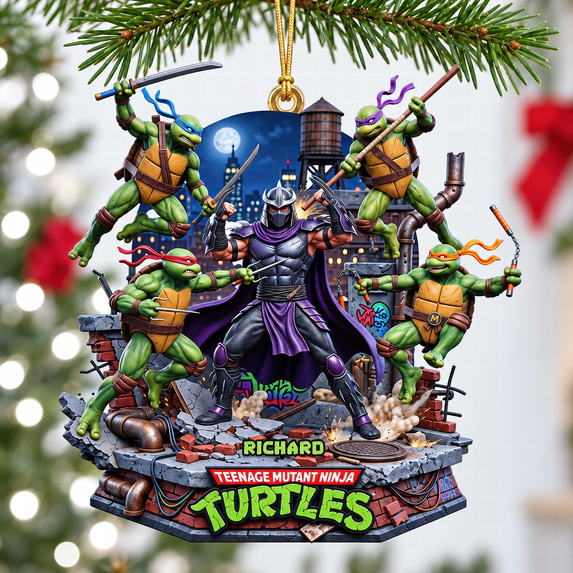 "Bring Home the Heroes!" - Personalize Your Sewer Story Christmas Ornament - Perfect Gift for TMNT Lovers Ornament PopCulturePrints
