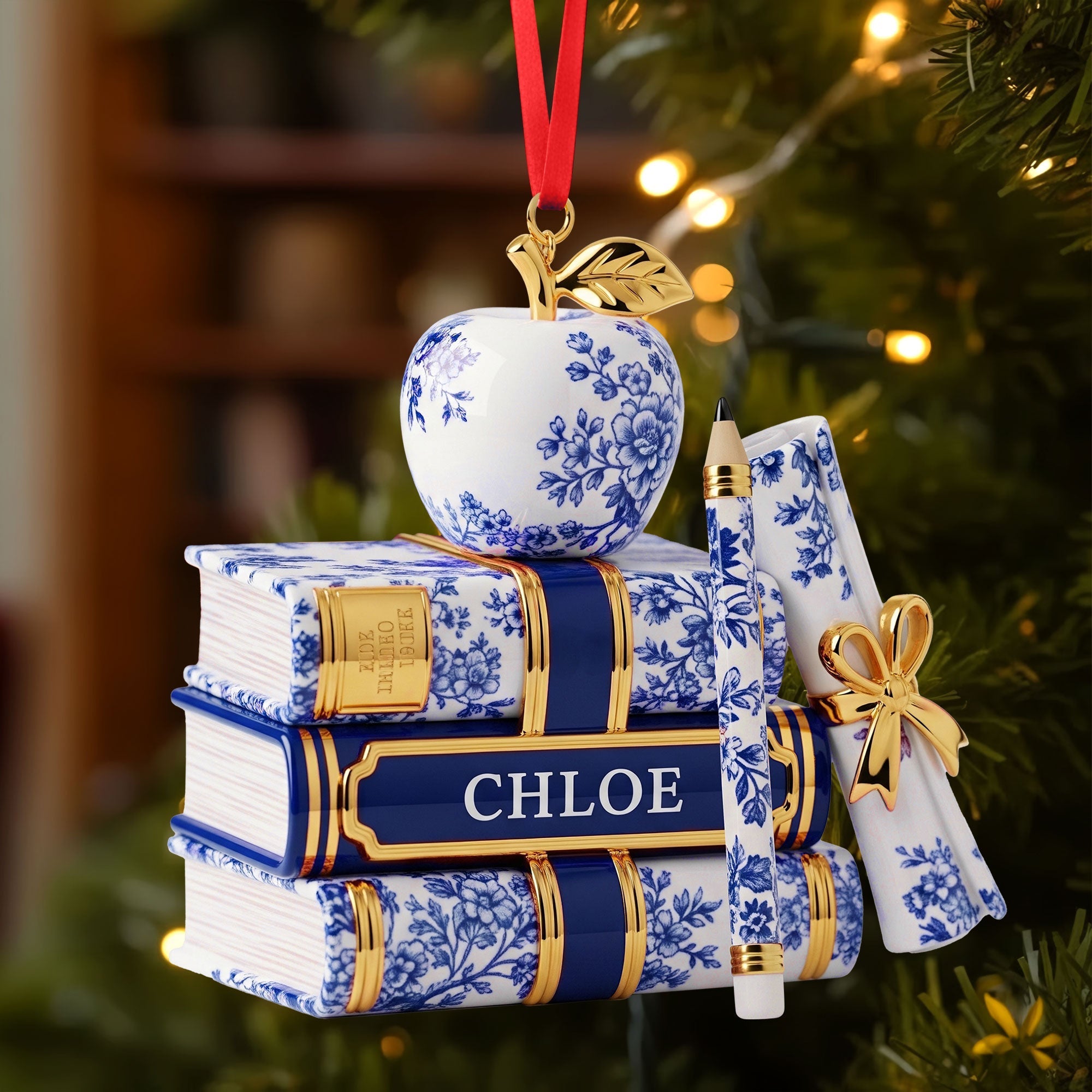 "Celebrate Your Favorite Teacher" - Personalized Teacher Ornament - Unique Gift for Educators, Christmas Keepsake Ornament PopCulturePrints