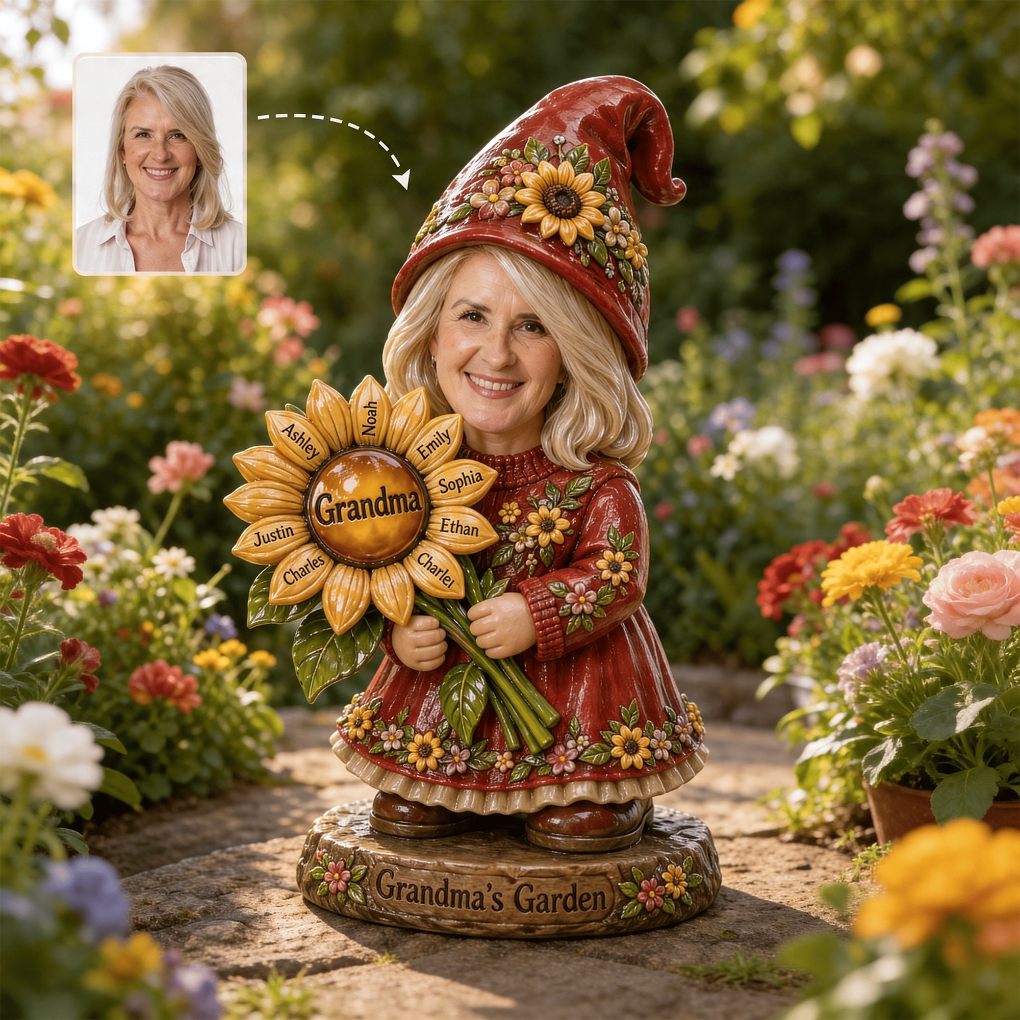 Cherished Memories: Customizable Gnome Grandma Acrylic Plaque - Perfect Gift for Grandmas Shaped Plaques PopCulturePrints