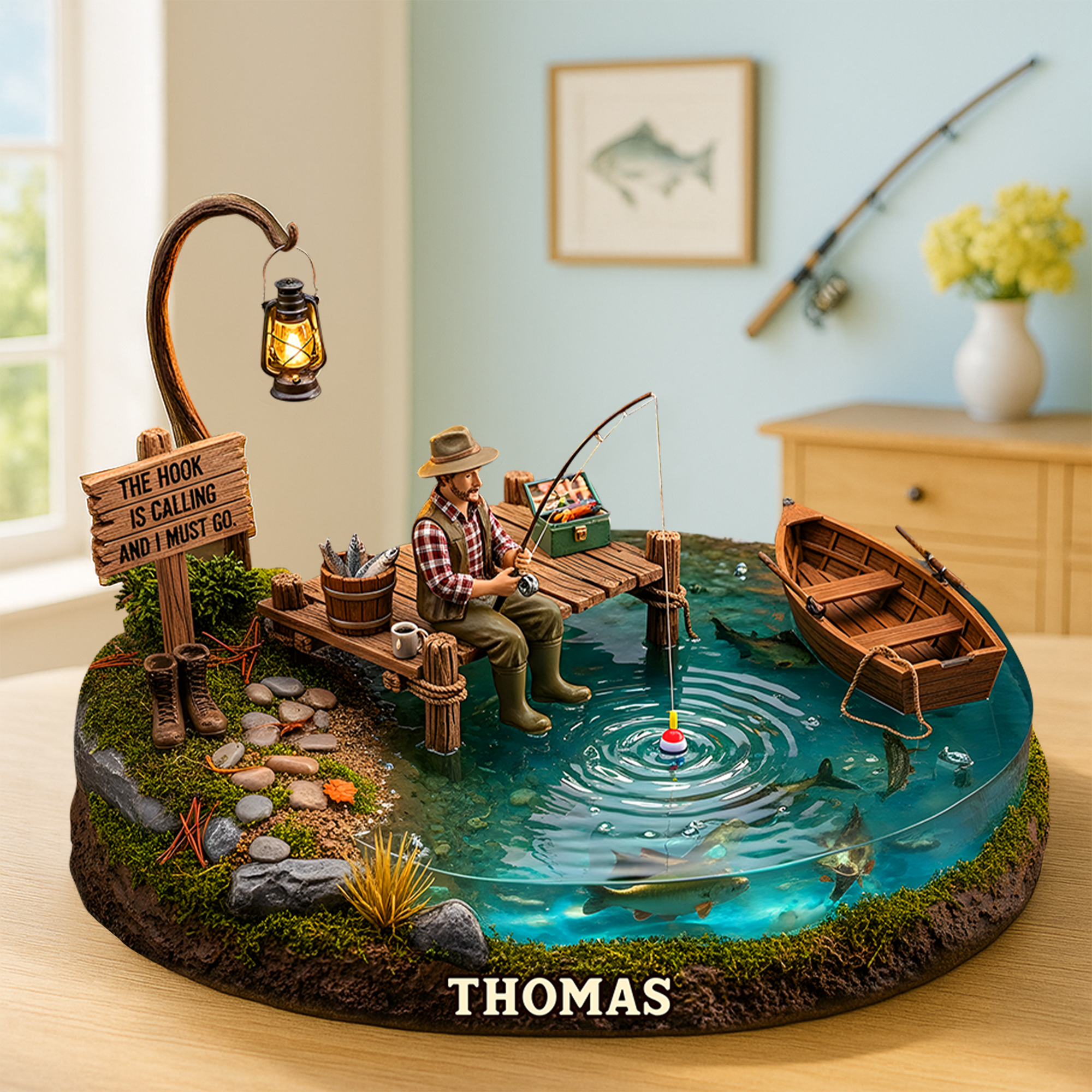 The Hook Is Calling - Personalized Fishing Man Acrylic Plaque Shaped Plaques PopCulturePrints