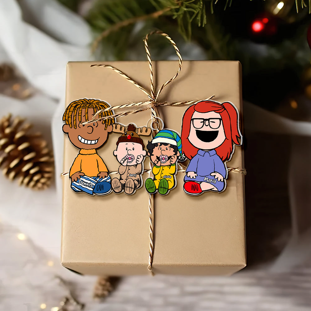 Custom Family Christmas Cartoon Ornament - Personalized Holiday Decor