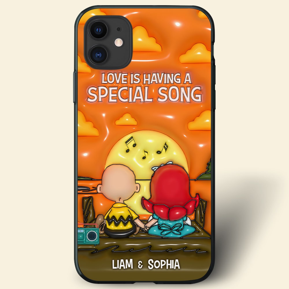 Personalized Cartoon Couple Sunset Phone Case - Custom Names