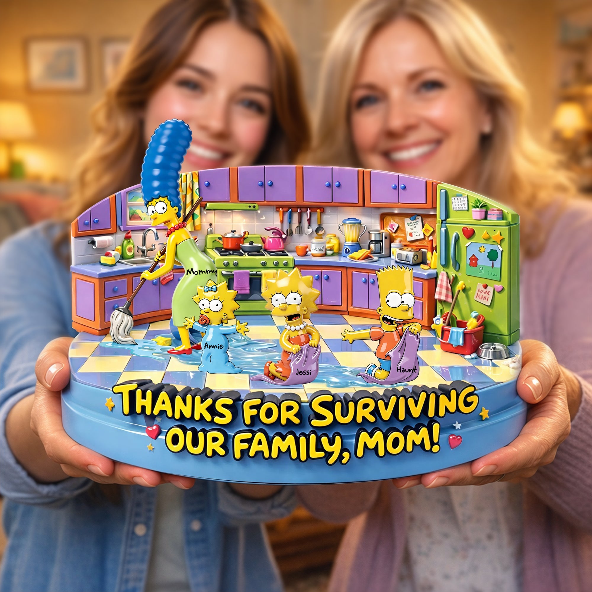 “Thanks for Surviving Our Family, Mom!” - Personalized Acrylic Plaque for Mom and Grandma Shaped Plaques PopCulturePrints