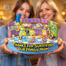 Load image into Gallery viewer, “Thanks for Surviving Our Family, Mom!” - Personalized Acrylic Plaque for Mom and Grandma Shaped Plaques PopCulturePrints
