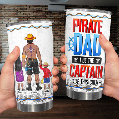 “I Be the Captain of This Crew!” - Personalized Pirate Dad Tumbler - Unique Gift for Fathers, Dads, and Grandfathers Tumbler Cup PopCulturePrints