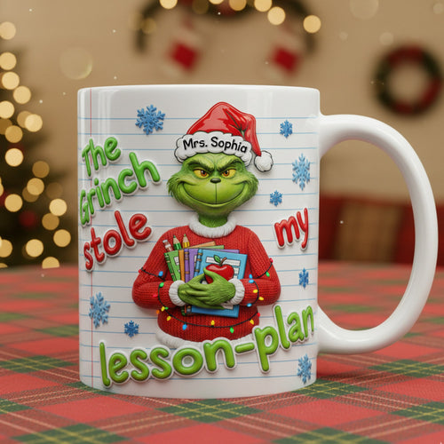 The Grinch Stole My Lesson Plan - Personalized Teacher Coffee Mug Coffee Mug PopCulturePrints