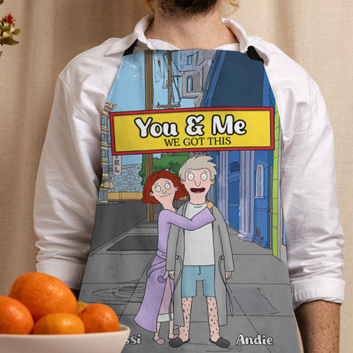 Personalized Cartoon Couple Apron - 'You & Me, We Got This' Aprons PopCulturePrints