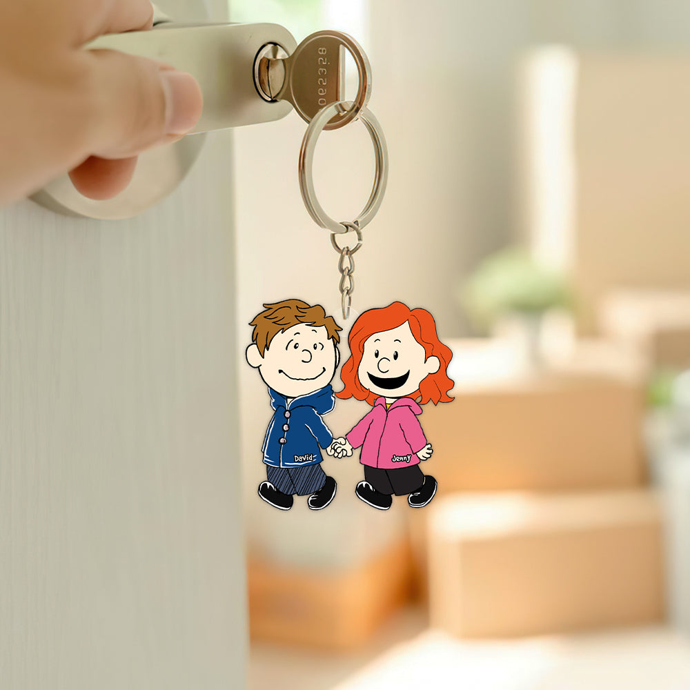 Custom Cartoon Couple Keychain | Personalized Valentine's Day Gifts Keychains PopCulturePrints