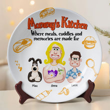 Load image into Gallery viewer, Mommy&#39;s Kitchen - Where Meals, Cuddles and Memories Are Made | Personalized Round Plate for Mom and Grandma Ceramic Round Plate PopCulturePrints
